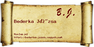 Bederka Józsa névjegykártya